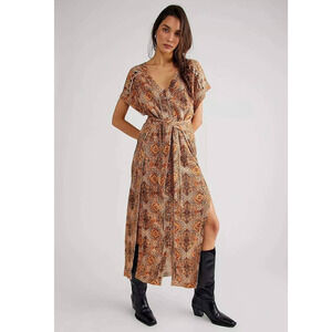 New FREE PEOPLE Farrah Dress $248 LARGE Ivory Sequin Detailed Adjustable Tie